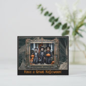 ハロウィーンの挨拶ヴィンテージスパイダーウェブフレームフォト ポストカード (スタンド正面)