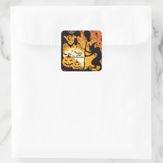 ハロウィーンの挨拶_ スクエアシール (バッグ)