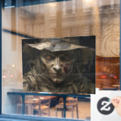 ハロウィーンの掛け窓にしがみつく ウィンドウサイン (カフェ窓)