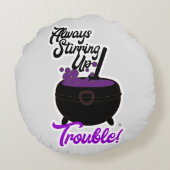 ハロウィーンの攪拌トラブル魔女の大釜 ラウンドクッション (裏面)