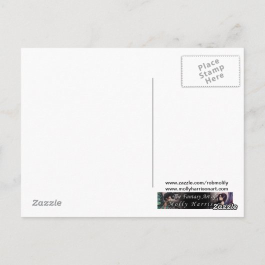 ハロウィーンの散策の魔女と黒猫アート ポストカード (裏面)