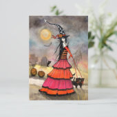 ハロウィーンの散策ファンタジーの魔女と猫 カード (スタンド正面)