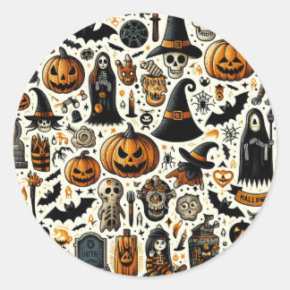 ハロウィーンの日は学オフィスのステッカー ラウンドシール