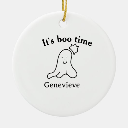 ハロウィーンの日時の幽霊の黒いブーの時間の名前 セラミックオーナメント (正面)