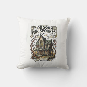 ハロウィーンの早めの到着 お化け屋敷のヴィンテージデザインTシャツ クッション