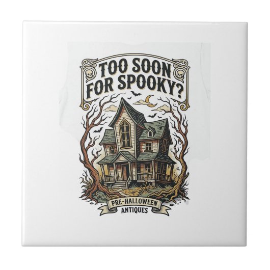 ハロウィーンの早めのTシャツ ヴィンテージお化け屋敷デザイン タイル (正面)