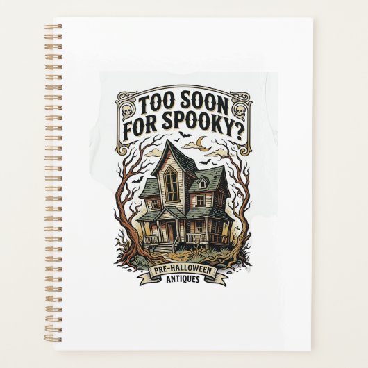 ハロウィーンの早めのTシャツ ヴィンテージお化け屋敷デザイン プランナー手帳 (正面)