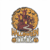 ハロウィーンの時間 幽霊の館 満月 カボチャ シール (正面)