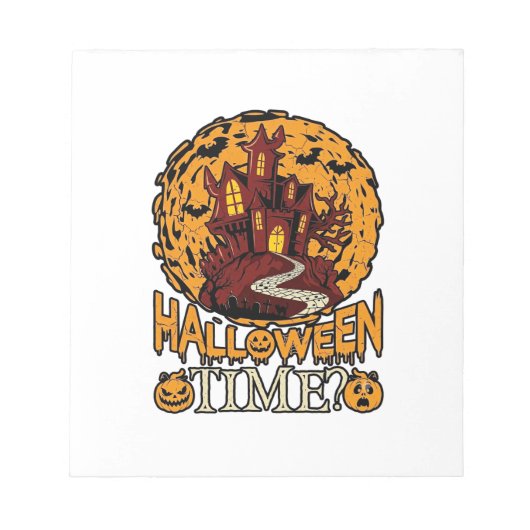 ハロウィーンの時間 幽霊の館 満月 カボチャ ノートパッド (正面)