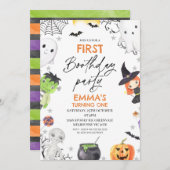 ハロウィーンの最初のブーツデイパーティー1st誕生日 招待状 (正面/裏面)