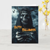 ハロウィーンの最後の訪問者に「トリックまたは治療」 カード (黄色い花)