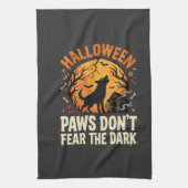 ハロウィーンの月と犬の足跡 キッチンタオル (縦)
