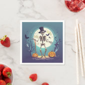 ハロウィーンの月下で踊るスケルトン スタンダードカクテルナプキン (インサイチュ)