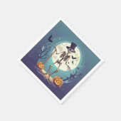 ハロウィーンの月下で踊るスケルトン スタンダードカクテルナプキン (角)