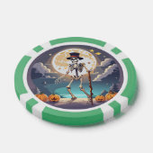 ハロウィーンの月下で踊るスケルトン ポーカーチップ (シングル)