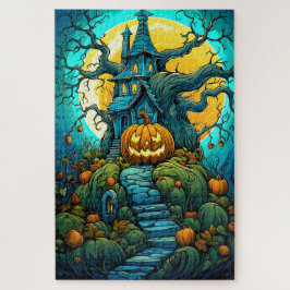 ハロウィーンの月明かりの幽霊屋敷 ジグソーパズル