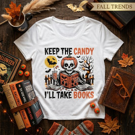 ハロウィーンの本 Keep The Candy I'll Take Books プラスサイズTシャツ