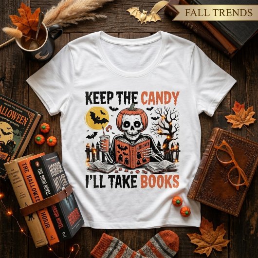 ハロウィーンの本 Keep The Candy I'll Take Books プラスサイズTシャツ