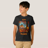 ハロウィーンの森に不気味あるジャック・オランタン Tシャツ (正面フル)