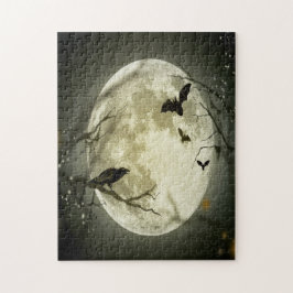 ハロウィーンの森，こうもり，風景 ジグソーパズル