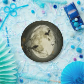 ハロウィーンの森，こうもり，風景 ペーパープレート (パーティー)