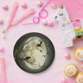 ハロウィーンの森，こうもり，風景 ペーパープレート (パーティー)