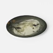 ハロウィーンの森，こうもり，風景 ペーパープレート (アングル)