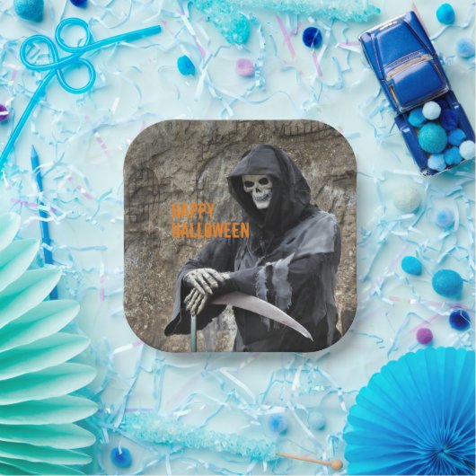 ハロウィーンの死神のカスタマイズ ペーパープレート (パーティー)