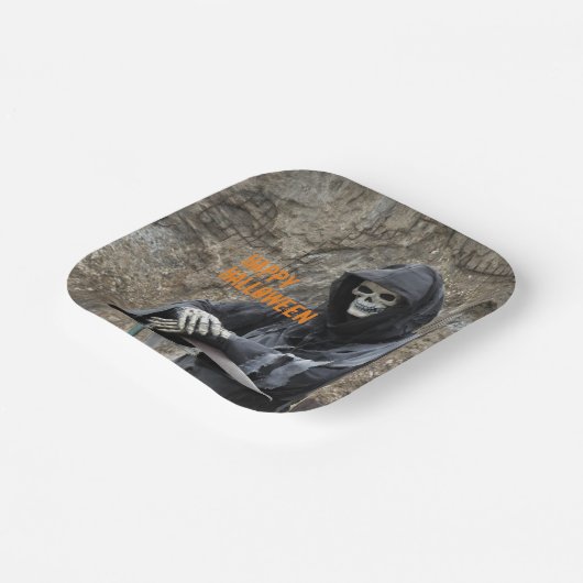 ハロウィーンの死神のカスタマイズ ペーパープレート (傾斜あり)