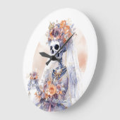 ハロウィーンの水の色のスケルトン壁の時計 ラージ壁時計 (傾斜)