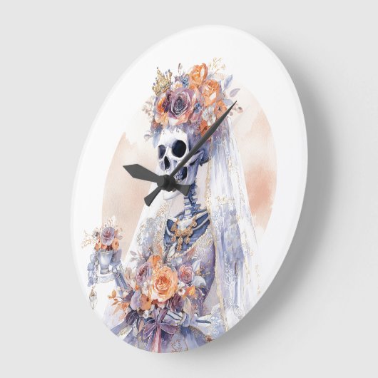 ハロウィーンの水の色のスケルトン壁の時計 ラージ壁時計 (傾斜)