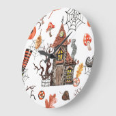 ハロウィーンの水の色幽霊のよく出る：家のパターン。 ラージ壁時計 (傾斜)