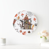 ハロウィーンの水の色幽霊のよく出る：家のパターン。 ラージ壁時計 (ホーム)