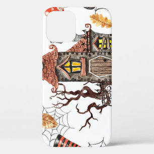 ハロウィーンの水の色幽霊のよく出る:家のパターン。 iPhone 12ケース