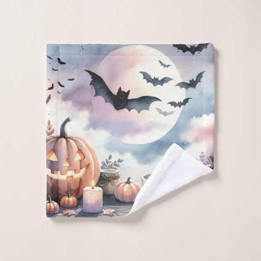 ハロウィーンの水彩画 ウォッシュタオル (ウォッシュタオル)
