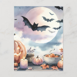 ハロウィーンの水彩画 シーズンポストカード