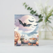 ハロウィーンの水彩画 シーズンポストカード (スタンド正面)