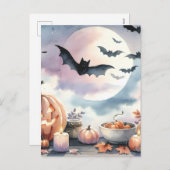 ハロウィーンの水彩画 シーズンポストカード (正面/裏面)