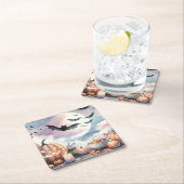 ハロウィーンの水彩画 スクエアペーパーコースター (インサイチュ)