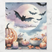 ハロウィーンの水彩画 ワインラベル (シングルラベル)