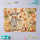 ハロウィーンの水彩葉とかかしのデコページ 薄葉紙 (クラフト)