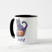 ハロウィーンの水彩黒猫カボチャ マグカップ (正面左)