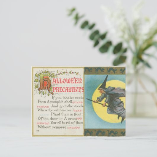 ハロウィーンの注意事項ウィッチヴィンテージ ポストカード (スタンド正面)