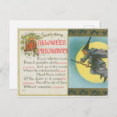ハロウィーンの注意事項ウィッチヴィンテージ ポストカード (正面/裏面)