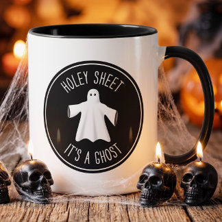 ハロウィーンの洒落たパロディーマグ - おばけだってシーツに穴 コーヒーマグカップ