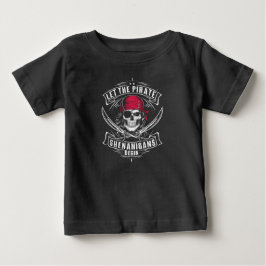 ハロウィーンの海賊の騒動が始まる ドクロ ベビーTシャツ