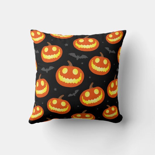 ハロウィーンの漫画かぼちゃのパターン クッション (裏面)