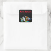 ハロウィーンの漫画の生き物が手を振って、シール。 スクエアシール (バッグ)