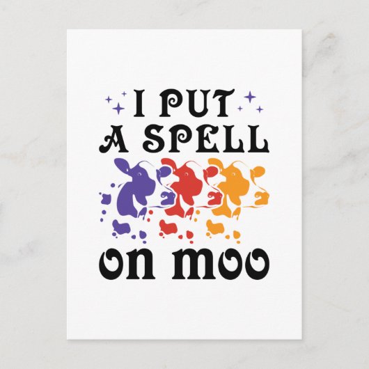 . .ハロウィーンの牛に魔法をかけたモー ポストカード (正面)