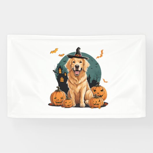 ハロウィーンの犬おもしろい 横断幕 (横)